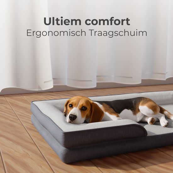 Panier orthopédique pour chien CozySense® 100 x 70 cm - Taille XL - Lit imperméable pour chien avec housse lavable - Convient comme coussin de banc - Blanc