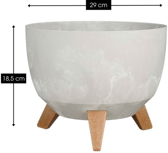 Jardinière sur pieds Doppio de Mica Decorations - 18,5 x Ø29 cm - Jardinières d'extérieur - Jardinières de balcon - Plastique recyclé - Gris