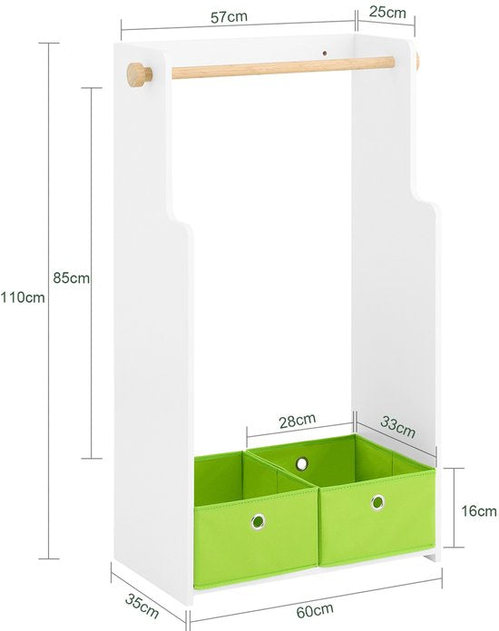 SoBuy KMB109-W Porte-vêtements pour enfants - Bois composite blanc avec rangement
