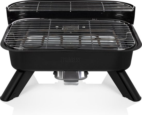 Barbecue hybride Princess 112252 – 2 000 W – Barbecue électrique ou au charbon de bois – Modèle de table compact – Idéal pour le balcon et le camping – 44 x 29 cm