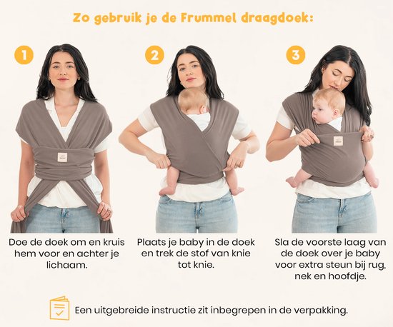 Écharpe porte-bébé Frummel Taupe - Porte-bébé - Écharpe porte-bébé - Porte-bébé - Écharpe pour bébé - Bébé 0-36 mois - Nouveau-né