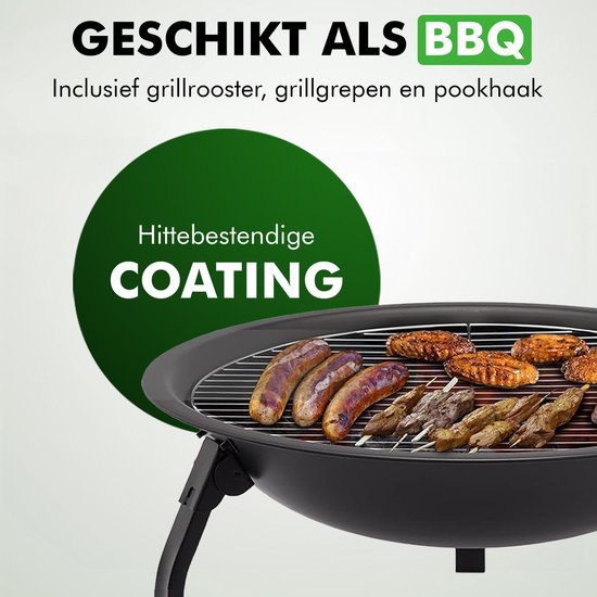 Brûle-parfum Travelhawk - Brûle-parfum d'extérieur portable et pliable - Brasero barbecue - Avec pare-étincelles - Charbon ou bois - Diamètre de 55 cm - Couvercle, sac de rangement, tisonnier et grille de cuisson inclus