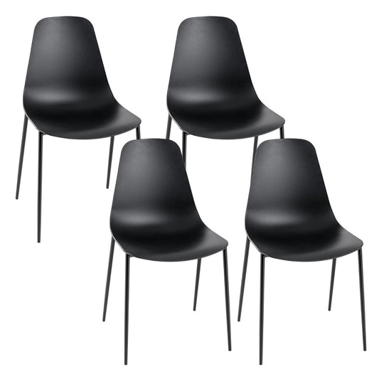Coast Set of 4 Modern Dining Chairs Black 52.5 x 48.5 x 88 cm - Chaises de loisirs robustes avec pieds en métal
