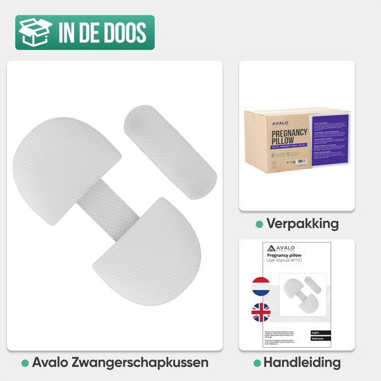 Avalo Oreiller de grossesse W-Shape - Mousse à mémoire de forme - Oreiller de sommeil latéral adultes - Cale réglable - Soutien de l'abdomen, du dos et des jambes - Oreiller d'allaitement - Oreiller de corps - Housse lavable