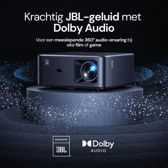 Projecteur Yaber K2S – Projecteur avec Dolby Audio et haut-parleurs JBL 2.0 – 800 lumens ANSI, Full HD 1080p – Android TV (plus de 7 000 applications) – Wi-Fi 6/Bluetooth – Home cinéma portable – Noir