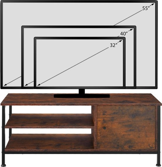 tectake - Meuble TV Meuble TV Durban - industriel foncé - 110x40x45,5cm - 404640