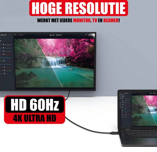 Câble DisplayPort vers HDMI - Prise en charge du 1080p - Connecteurs DisplayPort mâle et HDMI mâle - 2 mètres - 4K à 60 Hz - Full HD