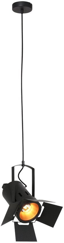 Suspension Carré 3379ZW – lampe industrielle noire, en acier, hauteur réglable de 30 à 150 cm, Mexlite