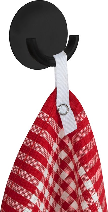 Crochet à serviette adhésif Wenko, noir - 850100 - À fixer sans percer