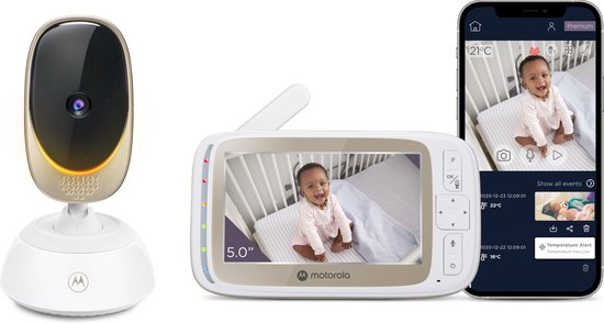 Motorola Nursery Baby Monitor avec caméra - Baby Monitor VM85 Connect - Caméra bébé avec écran couleur - Contrôle avec Motorola Nursery App - Fonction Talk-back et veilleuse incluses