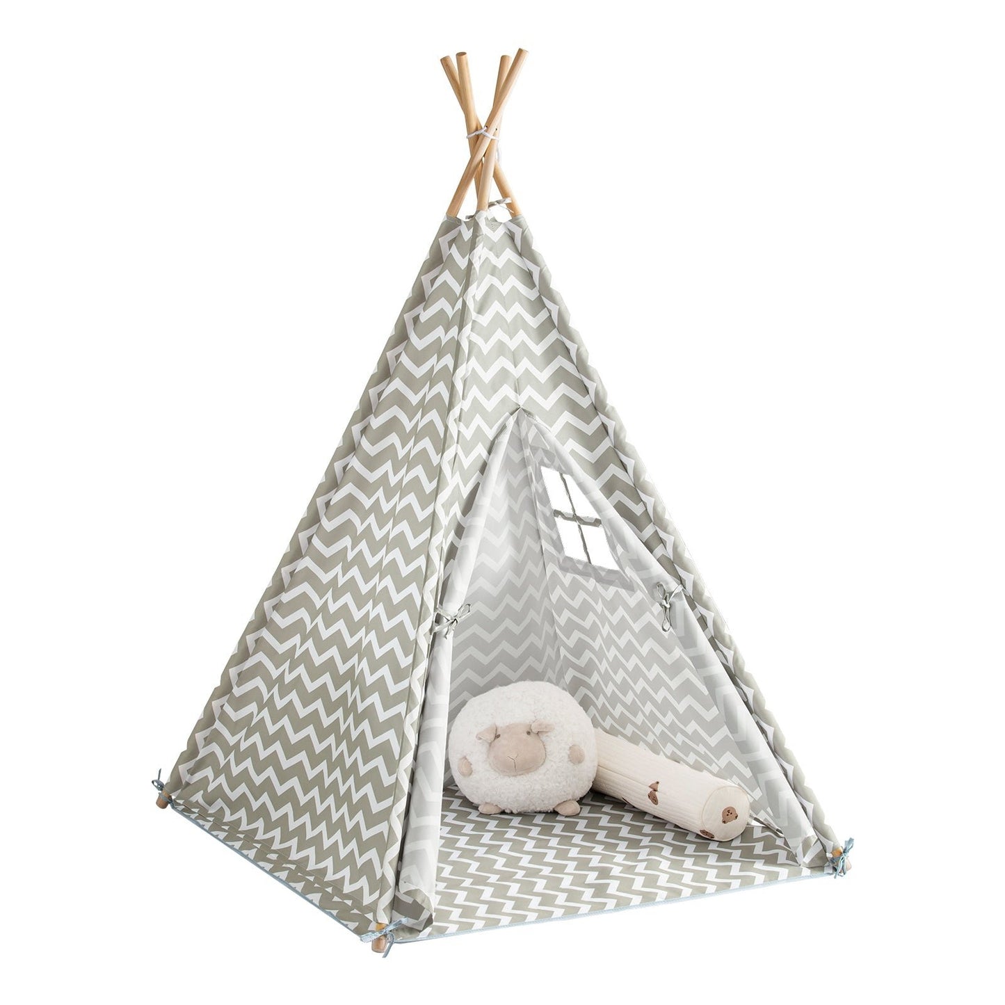 SoBuy OSS03 Tente Tipi pour enfants 112 x 112 x 158 cm - Blanc/ Gris