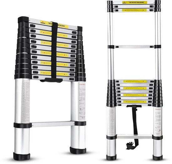 Outbee Telescopic Ladder - Échelle pliante télescopique - Hauteur de travail 3,8 m - Aluminium