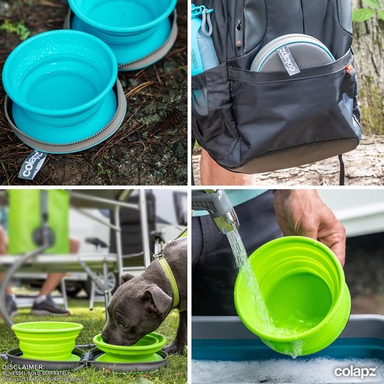 Colapz 2 x gamelles pliables pour chiens - Gamelles pliables pour chiens - Gamelle à eau pour chiens - Gamelle pliable avec sac de transport - Gris - Camping avec son chien