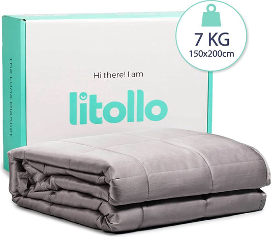 Litollo Weighted Blanket 7 kg - Couverture lestée - 4 saisons - Gris - 140x200cm - Garantie 5 ans incluse