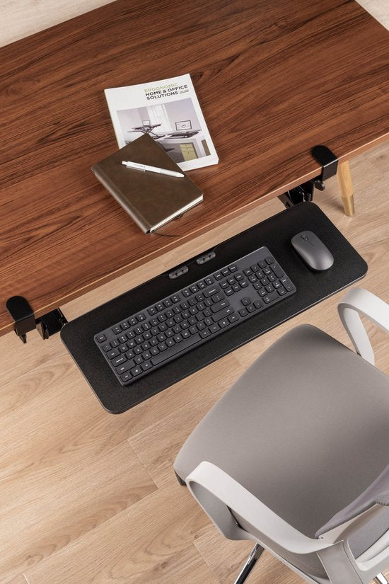 Plateau à clavier sous le bureau - support de clavier - plateau à clavier - siège ergonomique - réglable en hauteur et extensible