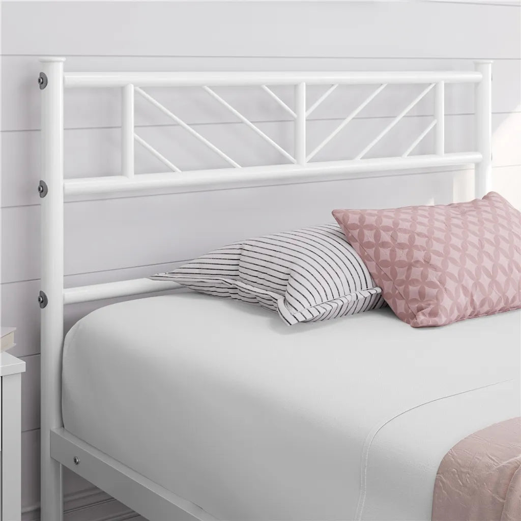 Yaheetech : cadre de lit en métal 90 x 190 cm avec tête de lit, blanc