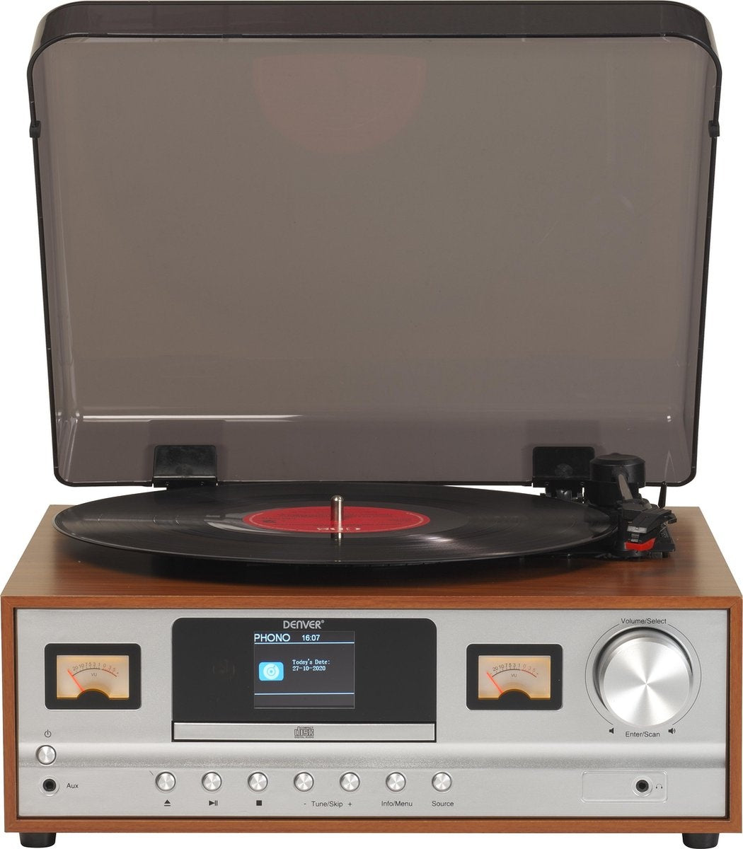 Denver Platenspeler Bluetooth - Incl. Speakers - DAB radio - CD speler - Retro - MRD52LW