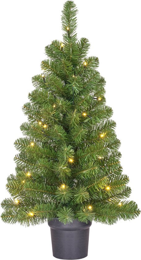Black Box Trees Norton Artificial Christmas Tree in Pot with LED Lights - H90 x Ø50 cm - Vert
