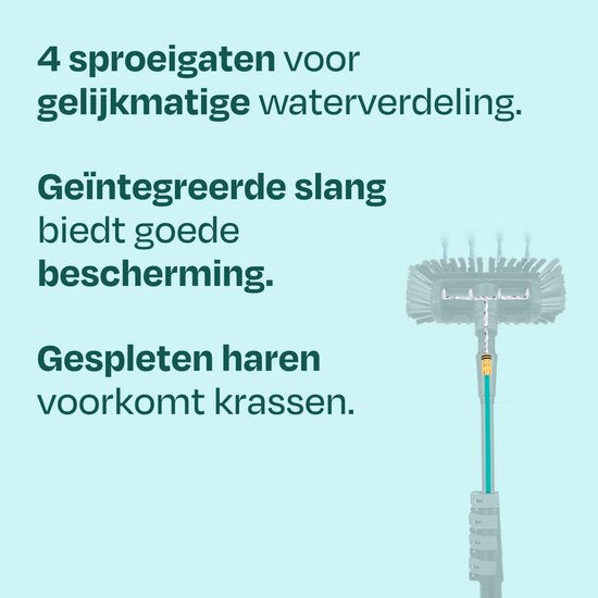 Brosse de lavage télescopique hybride VONROC – Aluminium/carbone 3K – 6,5 m – Avec tête de brosse à 5 pans, tuyau d'arrosage de 9 m et distributeur de savon