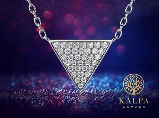 Yolora Collier pour femmes avec pendentif et cristaux Kalpa Camaka - couleur argent - plaqué or blanc 18K - boîte cadeau - cadeau de fête des mères