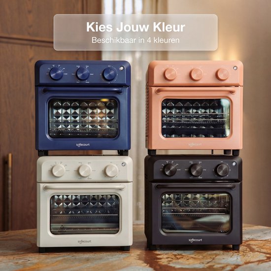 Safecourt 6-in-1 Airfyer oven - 100% sans PFAS - 6 programmes - 80 à 230 degrés - Airfryer, baking, roasting, toasting, grilling & reheating - Black