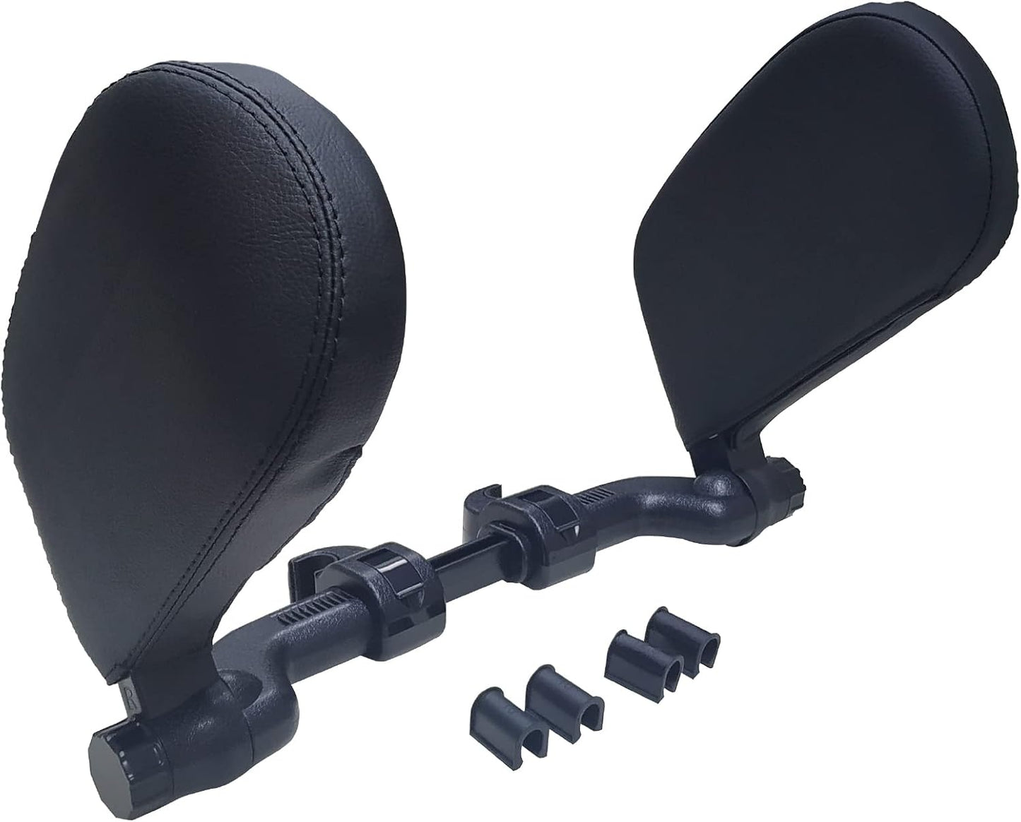 Appui-tête et coussin de nuque Led Atomant pour voiture, en cuir noir - Appui-tête réglable pour voiture - Distance entre les tiges : 10 cm