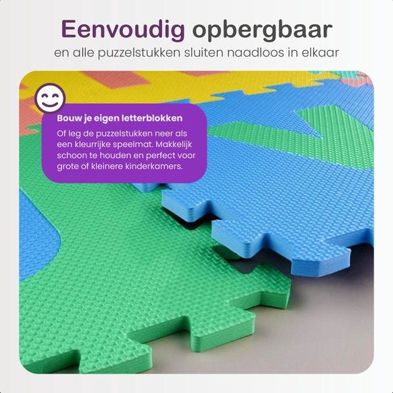 Gofun Playmat XL 180 x 180 cm Mousse Pliable Baby Tiles Multicolore Puzzle 86 pièces
