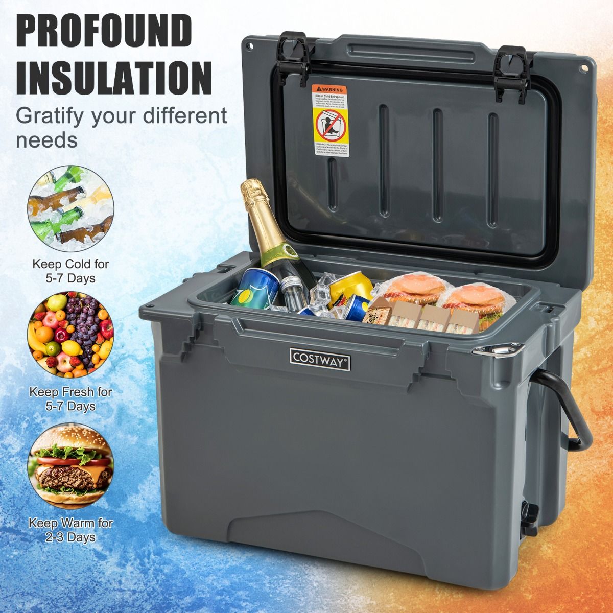 Glacière Coast - moulée par rotation - isotherme - 21 litres - grise