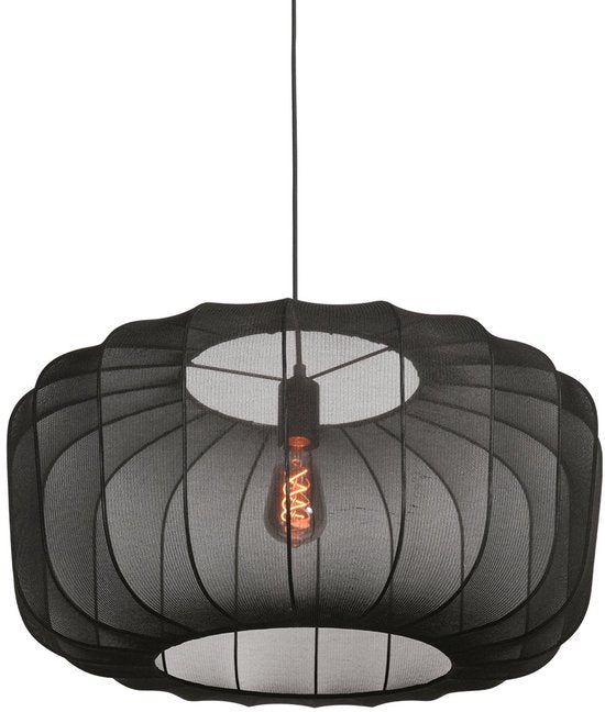 Anne Lighting - suspension - Sable - noir - lin et métal - Ø 60 cm - E27 - 4193ZW