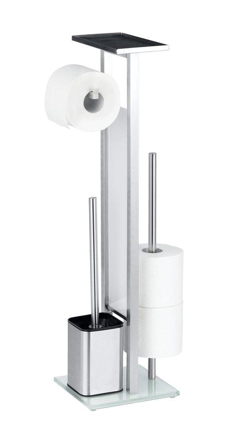 Wenko Porte-rouleau de papier toilette et porte-brosse Debar 70,5 cm, acier inoxydable argenté