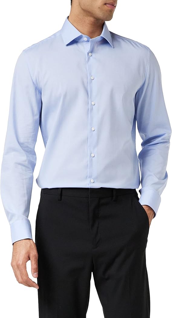 Chemise homme Seidensticker - Bleu business et bleu clair - Élégante et confortable - taille 42