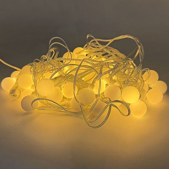 Foryouliving Guirlande lumineuse d'extérieur de 10 mètres - 50 ampoules LED blanc chaud - Guirlande lumineuse connectable avec 8 fonctions - Éclairage de jardin et d'ambiance - Éclairage de fête