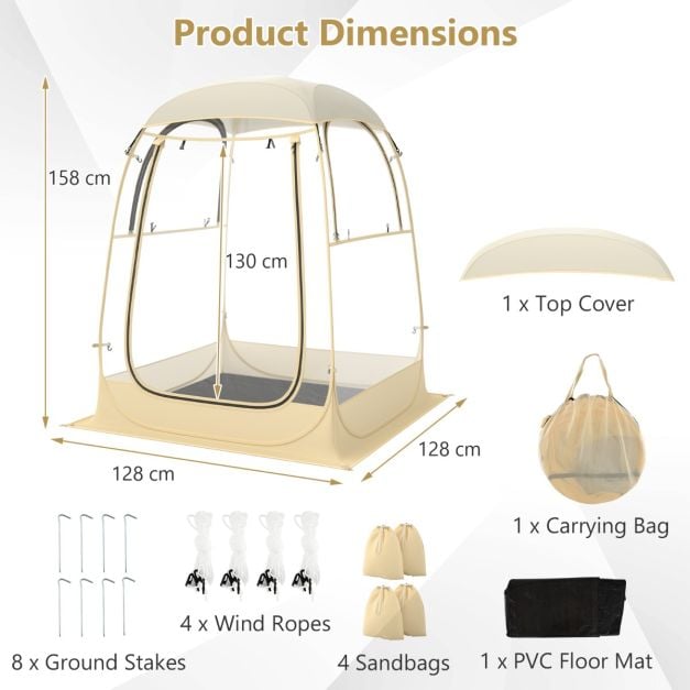 Tente de camping Coast Transparent pour 2 personnes - 128x128x158 cm - 3 saisons - Vue panoramique