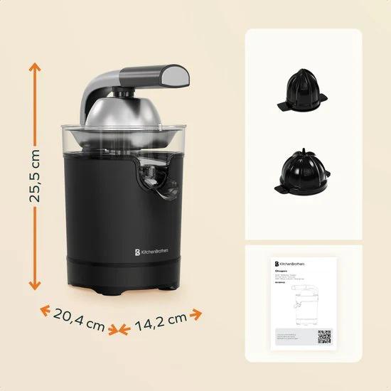 KitchenBrothers Presse-agrumes - Compact - Avec bec et levier de pression - 0.35L - Noir