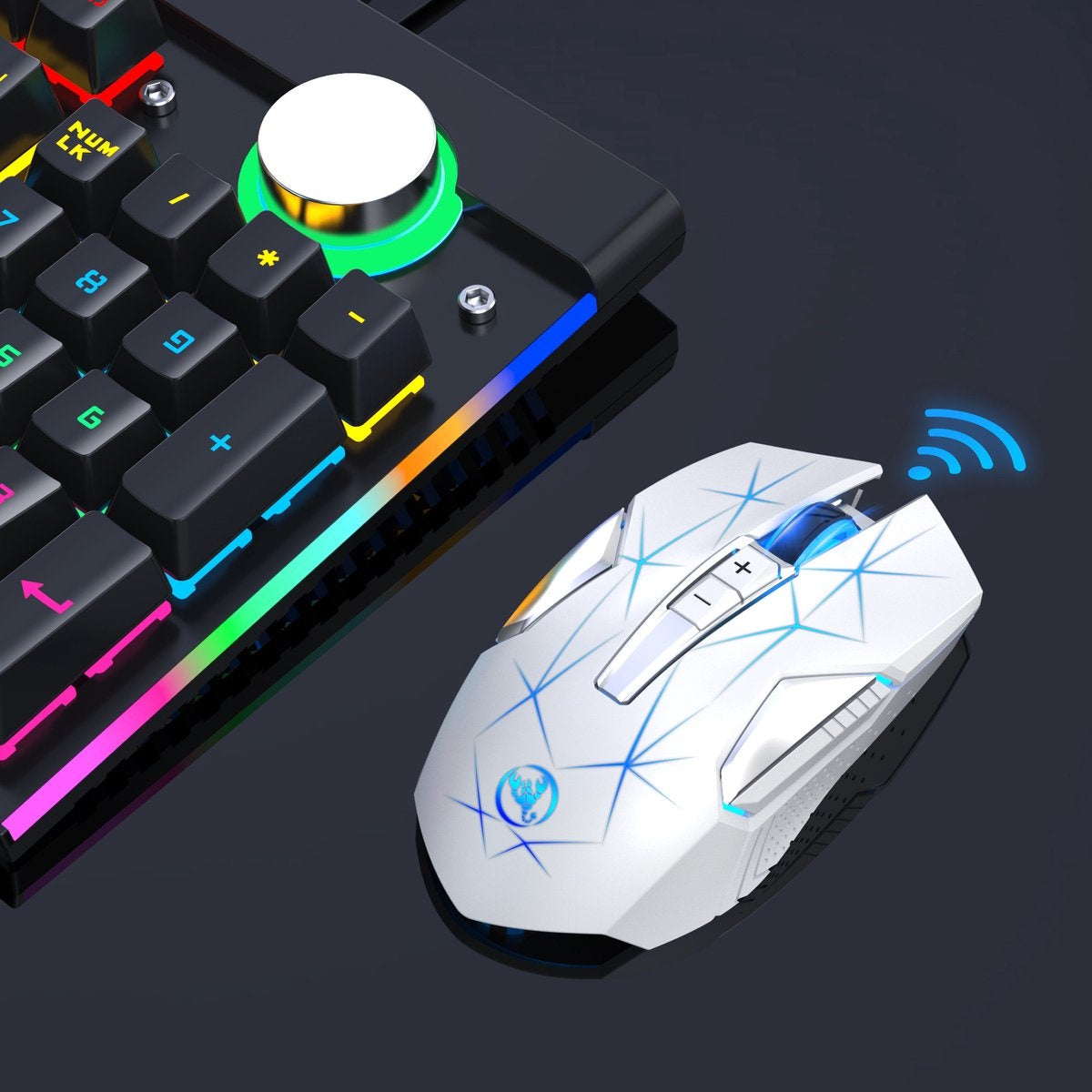 HXSJ T300 2.4G Wireless Gaming Mouse - Souris d'ordinateur - Ultra légère - Compacte pour les voyages - Eclairage RGB - Blanc