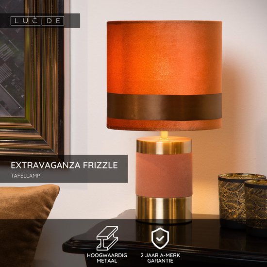 Lucide EXTRAVAGANZA FRIZZLE - Lampe de table - Ø 18 cm - 1xE14 - Marron