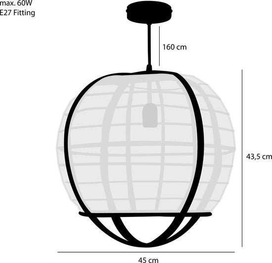 Mica Decorations Lampe pendante Pella - H44 x Ø45 cm - Lin - Beige