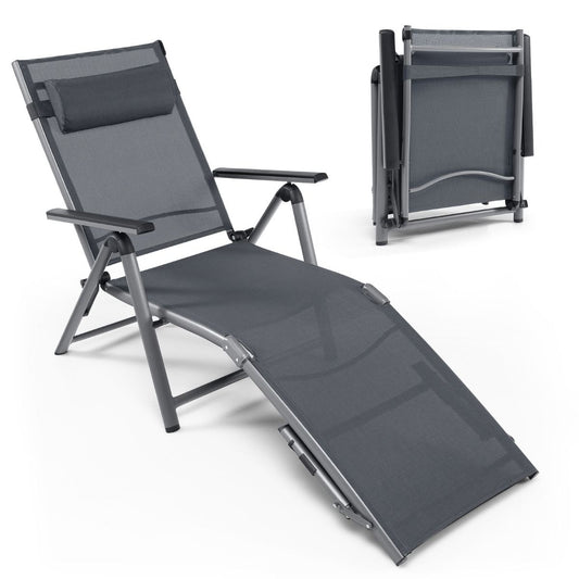 Coast Terrace chaise longue de patio pliante inclinable avec 8 dossiers réglables noir