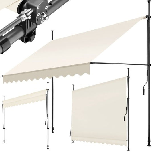 tectake - store à pinces - parasol - store - réglable - store à pinces - parasol balcon - 300 x 180 cm - beige - store - 404963