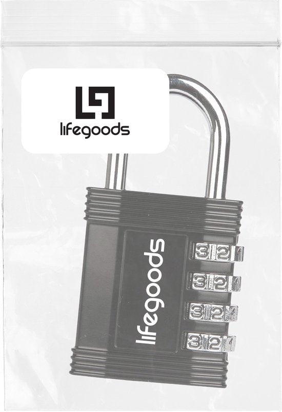 Cadenas LifeGoods - serrure à chiffres - 4 chiffres - résistant aux intempéries - noir