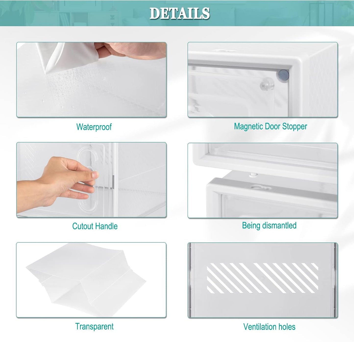 Lot de 8 boîtes à chaussures Woltu – Blanc transparent – Boîtes de rangement empilables avec rabat avant – Rangement à chaussures en plastique – 25 x 19 x 35 cm