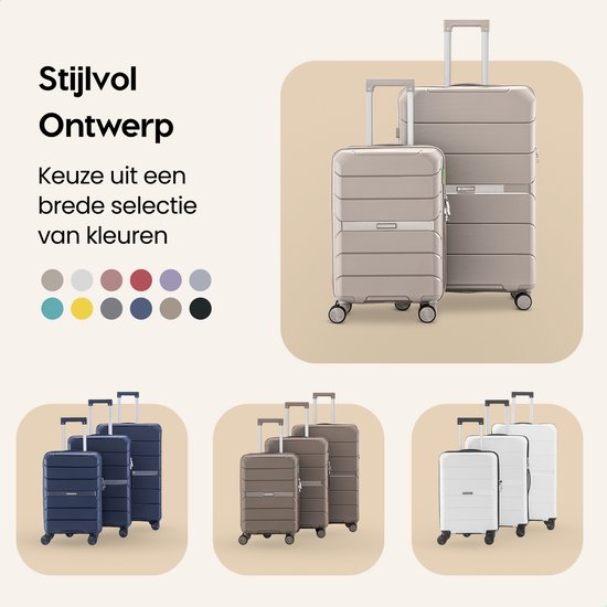 SKYCASES Urban Adventurer - Valise de voyage moyenne - Verrouillage par numéro - 44x27x66cm - 78L - Trolley avec serrure de valise - Roues pivotantes - Beige