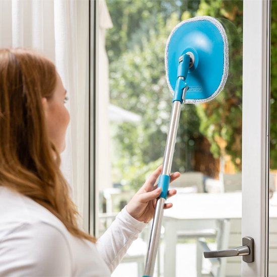 Système de nettoyage Livington Clean Water Spin Mop à eau claire, avec nettoyant et tampons inclus - sépare l'eau sale de l'eau propre - Balai à franges adapté à tous les types de sols - Tête pivotante à 360° - Édition vente par correspondance