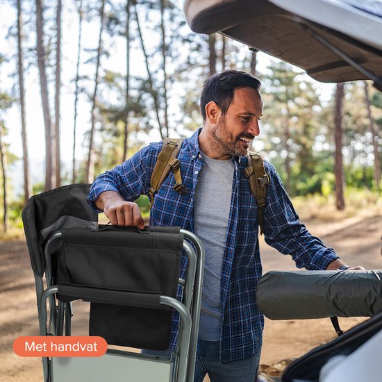 TRVLMORE Chaise de camping - Pliable - Légère - Capacité de charge de 120 kg - Noire