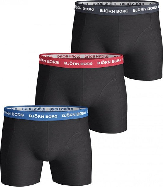 Björn Borg - Caleçon Hommes 3-Pack Boxers Contrast Solids - Noir - Taille XXL