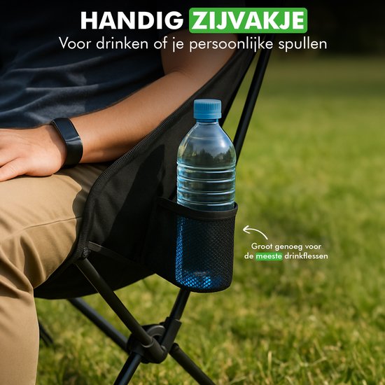 Travelhawk Chaise de camping - Chaise de plage - Chaise de plage pliable - Chaise de pêche - Chaise pliante - Pliable - Légère - Noire