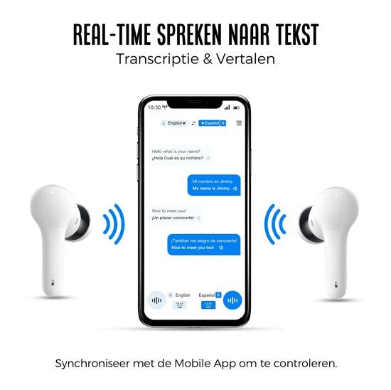 Shine Translation Computer - Appareil de traduction vocale - Ecouteurs sans fil blancs - Ecouteurs avec fonction de traduction - Bluetooth 5.0 - 127 langues et 97% de précision - Batterie de 24 heures