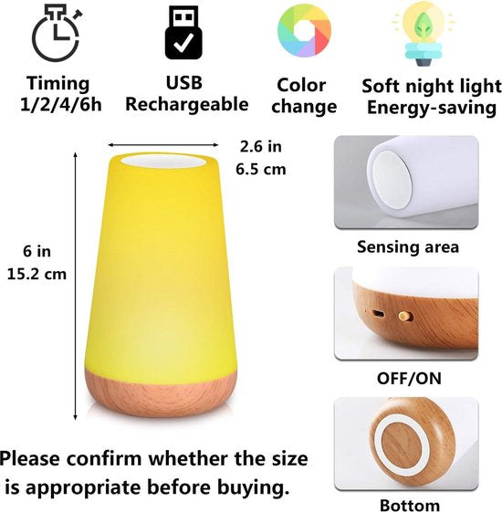Veilleuse LED rechargeable - commande tactile - 13 couleurs