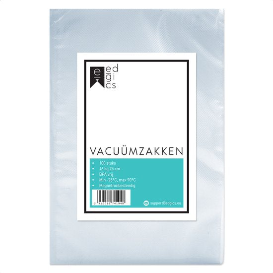 Sacs sous vide Alimentaires - 16x25 cm - 100 pièces - Sacs de mise sous vide - Sacs Sous Vide - Sacs sous vide à microstructure - Sacs de rangement sous vide - Sans BPA
