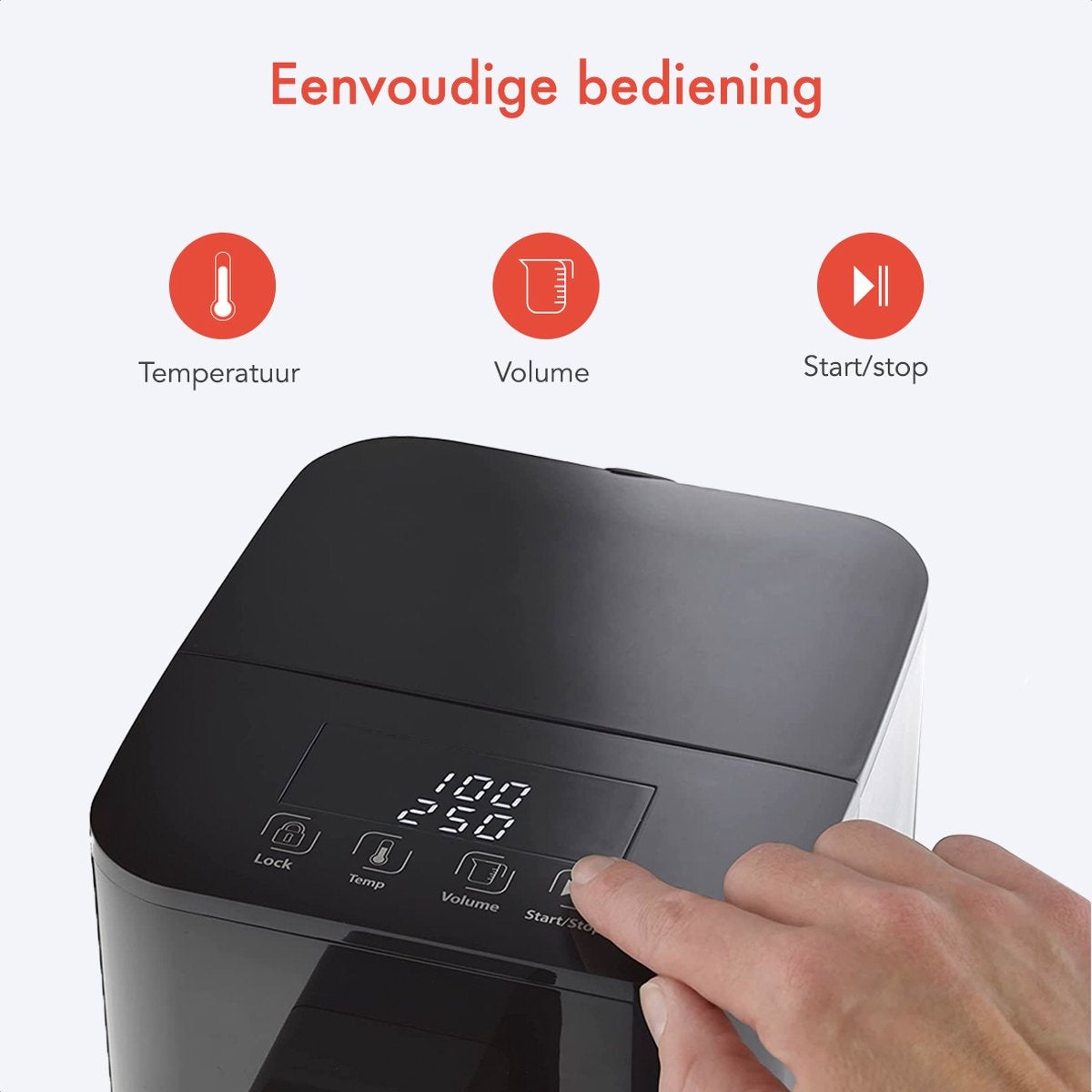 KitchenBrothers Distributeur d'eau chaude - 2.9L - Ecran tactile - Robinet d'eau chaude - 2600W - Noir